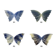 MULTI SAPPHIRE Gemstone Carving : Natural Untreated Bi-Color Sapphire Hand Carved BUTTERFLY Pair