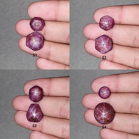Johnson Star Ruby Gemstone Cabochon : 29cts - 47cts Natural Untreated Unheated 6Ray Star Ruby Hexagon Oval Shape 2pcs Sets