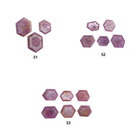 Sapphire TRAPICHE Normal Cut : Natural Untreated Raspberry Pink Sheen Sapphire Gemstone 6Ray Trapiche Hexagon Shape Sets