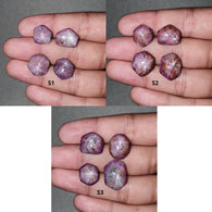 Johnson Star Ruby Gemstone Cabochon : 56cts - 71cts Natural Untreated Unheated 6Ray Star Ruby Hexagon Uneven Shape 4pcs Sets