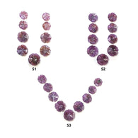 Pink Sapphire Carving : Natural Untreated Unheated Raspberry Sheen Sapphire Gemstone Hand Carved Round Flowers Sets