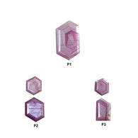 Sapphire Gemstone Normal Cut : Natural Untreated Unheated Raspberry Pink Sheen Sapphire Hexagon Uneven Shape Piece & set