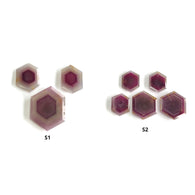 नीलम रत्न सामान्य कट: प्राकृतिक अनुपचारित बिना गर्म किया हुआ रास्पबेरी गुलाबी शीन नीलम षट्भुज आकार 3 पीस और 5 पीस सेट