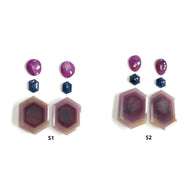 Raspberry Pink & Blue Sapphire Gemstone Normal Cut : Natural Untreated Sheen Sapphire Hexagon And Uneven Shape 6Pcs Sets