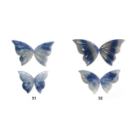 MULTI SAPPHIRE Gemstone Carving : Natural Untreated Bi-Color Sapphire Hand Carved BUTTERFLY 2Pair Set