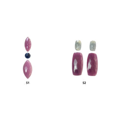 Ruby & Pink Multi Sapphire Gemstone Rose Cut : Natural Untreated Unheated Marquise And Cushion Shape Sets