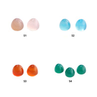 हरा गुलाबी नीला नारंगी और काला ओनिक्स रत्न कैबोचोन: प्राकृतिक रंग संवर्धित ओनिक्स बुलेट आकार जोड़े