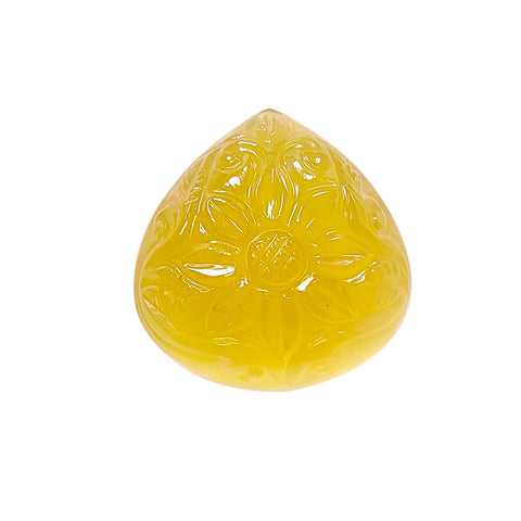 Yellow Opal Gemstone Carving: 31.30cts Natural Untreated Opal October Birthstone Hand Carved Pear Shape 25.5*25mm 1pcs For Jewelry