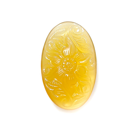 Yellow Opal Gemstone Carving: 66.90cts Natural Untreated Opal October Birthstone Hand Carved Oval Shape 43*26mm 1pcs For Jewelry