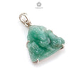 Emerald Ganesha Carving Silver Pendant: 6.59gms Natural Untreated Green Emerald Lord Ganesha Idol 925 Sterling Silver Prong Set Pendant 1.25"