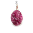 Ruby Ganesha Carving Silver Pendant 7.58gms