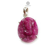 Ruby Ganesha Carving Silver Pendant 5.97gms