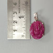 Ruby Ganesha Carving Silver Pendant: 5.97gms Natural Untreated Red Ruby Lord Ganesha Idol 925 Sterling Silver Prong Set Pendant 1.10"