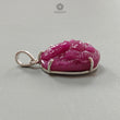 Ruby Ganesha Carving Silver Pendant: 7.75gms Natural Untreated Red Ruby Lord Ganesha Idol 925 Sterling Silver Prong Set Pendant 1.20"