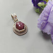 Star Ruby Silver Pendant: 11.79gms Natural Untreated Star Ruby Hexagon Shape Cabochon 925 Sterling Silver Bezel Set Pendant 1.3"