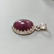 Red Ruby Silver Pendant: 7.29gms Natural Untreated Ruby Oval Shape Cabochon 925 Sterling Silver Bezel Set Pendant 1.30"