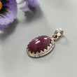 Red Ruby Silver Pendant: 7.29gms Natural Untreated Ruby Oval Shape Cabochon 925 Sterling Silver Bezel Set Pendant 1.30"