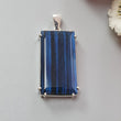 Blue Labradorite Faceted Pendant: 16.99gms Natural Untreated Labradorite Baguette Fancy Cut 925 Sterling Silver Prong Set Pendant 2"