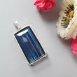 Blue Labradorite Faceted Pendant: 16.99gms Natural Untreated Labradorite Baguette Fancy Cut 925 Sterling Silver Prong Set Pendant 2"