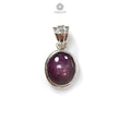 Star Ruby Silver Pendant: 2.38gms Natural Untreated Star Ruby Oval Shape Cabochon 925 Sterling Silver Bezel Set Pendant 0.70"