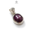 Star Ruby Silver Pendant: 2.38gms Natural Untreated Star Ruby Oval Shape Cabochon 925 Sterling Silver Bezel Set Pendant 0.70"