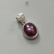 Star Ruby Silver Pendant: 2.38gms Natural Untreated Star Ruby Oval Shape Cabochon 925 Sterling Silver Bezel Set Pendant 0.70"