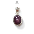 Star Ruby Silver Pendant: 2.84gms Natural Untreated Star Ruby Oval Shape Cabochon 925 Sterling Silver Bezel Set Pendant 0.75"