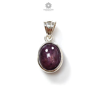 Star Ruby Silver Pendant: 2.84gms Natural Untreated Star Ruby Oval Shape Cabochon 925 Sterling Silver Bezel Set Pendant 0.75