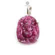 Ruby Ganesha Carving Silver Pendant 7.6gms