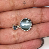 Chrysoberyl Cat's Eye Silver Pendant: 2.50gms Natural Untreated Cat's Eye Round Shape Cabochon 925 Sterling Silver Bezel Set Pendant 0.75