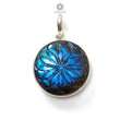 Blue Labradorite Silver Pendant: 8.81gms Natural Untreated Labradorite Round Carving 925 Sterling Silver Bezel Set Pendant 1.20"