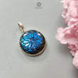 Blue Labradorite Silver Pendant: 8.81gms Natural Untreated Labradorite Round Carving 925 Sterling Silver Bezel Set Pendant 1.20"