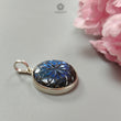 Blue Labradorite Silver Pendant: 8.81gms Natural Untreated Labradorite Round Carving 925 Sterling Silver Bezel Set Pendant 1.20"