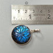 Blue Labradorite Silver Pendant: 8.81gms Natural Untreated Labradorite Round Carving 925 Sterling Silver Bezel Set Pendant 1.20"