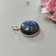 Blue Labradorite Silver Pendant: 16.37gms Natural Untreated Labradorite Round Carving 925 Sterling Silver Bezel Set Pendant 1.50"