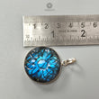 Blue Labradorite Silver Pendant: 16.37gms Natural Untreated Labradorite Round Carving 925 Sterling Silver Bezel Set Pendant 1.50"