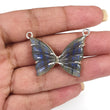 Blue Labradorite Silver Pendant: 6.2gms Natural Untreated Labradorite Butterfly Carving 925 Sterling Silver Prong Set Pendant 1.20"