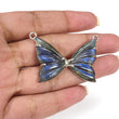 Blue Labradorite Silver Pendant: 7.7gms Natural Untreated Labradorite Butterfly Carving 925 Sterling Silver Prong Set Pendant 1.40"