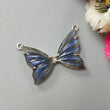 Blue Labradorite Silver Pendant: 7.7gms Natural Untreated Labradorite Butterfly Carving 925 Sterling Silver Prong Set Pendant 1.40"