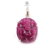 Ruby Ganesha Carving Silver Pendant 9gms