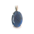 Blue Labradorite Faceted Silver Pendant: 8.88gms Natural Untreated Labradorite Oval 925 Sterling Silver Prong Set Pendant 1"