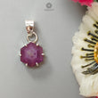 Raspberry Sheen Purple Sapphire Faceted Silver Pendant: 2.82gms Natural Untreated Sapphire Hexagon 925 Sterling Silver Prong Set 1" Pendant