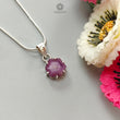 Raspberry Sheen Purple Sapphire Faceted Silver Pendant: 2.82gms Natural Untreated Sapphire Hexagon 925 Sterling Silver Prong Set 1" Pendant