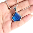 Blue Labradorite Faceted Silver Pendant: 5.19gms Natural Untreated Labradorite Fancy Shape 925 Sterling Silver Bezel Set Pendant 1.30"