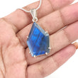 Blue Labradorite Faceted Silver Pendant: 7.2gms Natural Untreated Labradorite Fancy Shape 925 Sterling Silver Bezel Set Pendant 1.50"