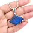 Blue Labradorite Faceted Silver Pendant: 8.11gms Natural Untreated Labradorite Fancy Shape 925 Sterling Silver Bezel Set Pendant 1.40"