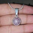 Star Ruby Silver Pendant: 3.33gms Natural Untreated Star Ruby Round Shape Cabochon 925 Sterling Silver Bezel Set Pendant 1"