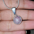 Star Ruby Silver Pendant: 3.33gms Natural Untreated Star Ruby Round Shape Cabochon 925 Sterling Silver Bezel Set Pendant 1"