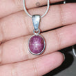 Star Ruby Silver Pendant: 3.62gms Natural Untreated Star Ruby Oval Shape Cabochon 925 Sterling Silver Bezel Set Pendant 1"