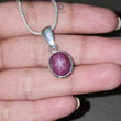 Star Ruby Silver Pendant: 3.62gms Natural Untreated Star Ruby Oval Shape Cabochon 925 Sterling Silver Bezel Set Pendant 1"